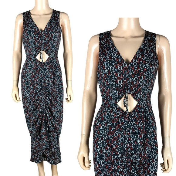 RACHEL ROY Cut-out LOVE Printed Midi Dress NEW Size 2 - Picture 1 of 11